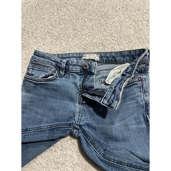 FREE PEOPLE Jeans Womens Sz 25 Kentucky Blue Released Side Slit Raw Hem Straight - Picture 7 of 16